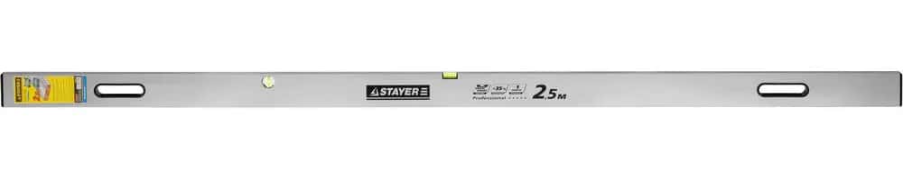 STAYER GRAND 2.5 м, точность 1 мм/м, 2 глазка, Правило с уровнем и ручками, (10752-2.5)
