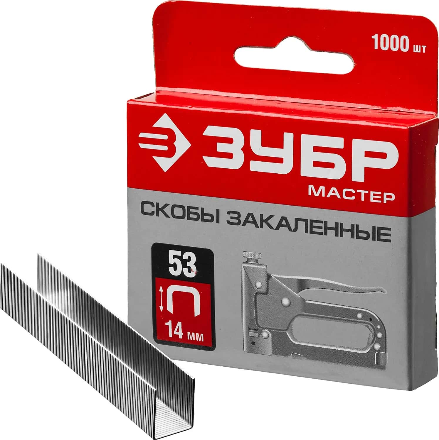 ЗУБР скобы тип 53 (A/10/JT21), 14 мм, калибр 23GA. 1000 шт (31625-14)