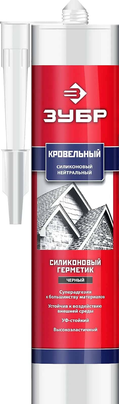 ЗУБР 280 мл, черный, кровельный силиконовый герметик, Профессионал (41238-4)
