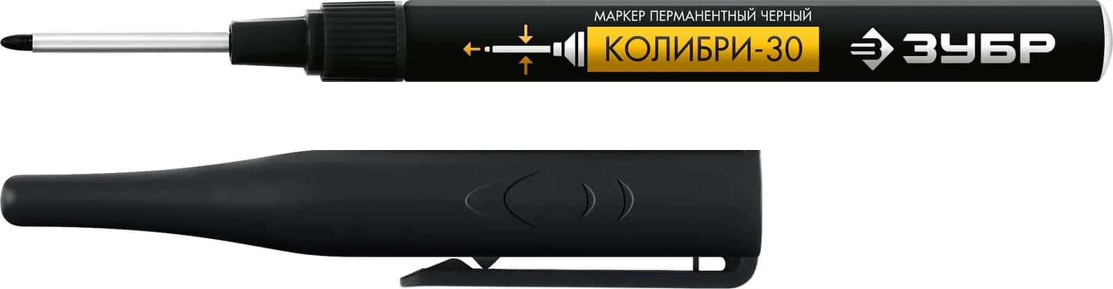 ЗУБР Колибри-30 черный, наконечник L 30 мм, d 3.0 мм, перманентный маркер для отверстий (06338-2)