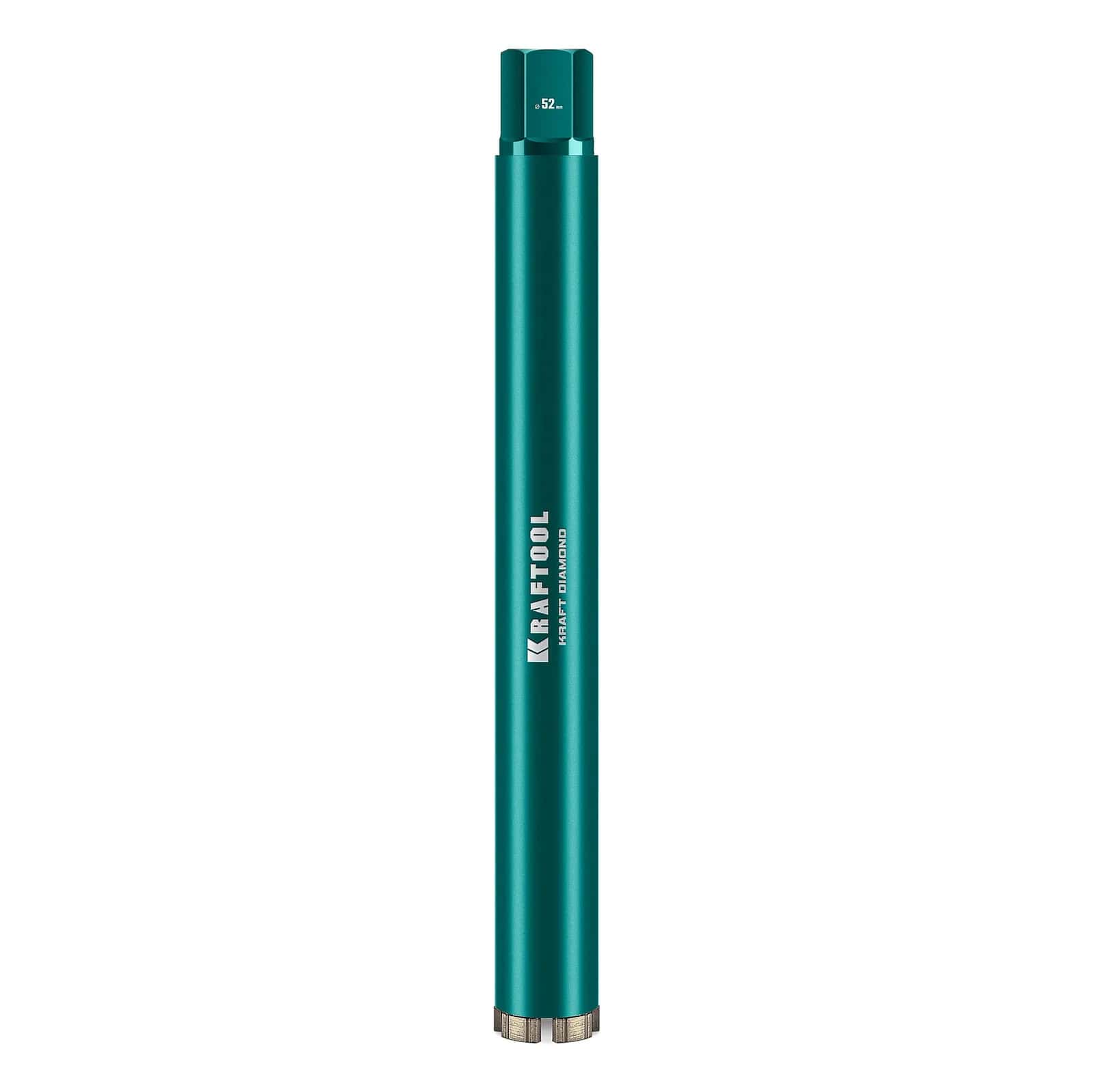 KRAFTOOL DIAMOND 52 мм (450 мм, 1 1/4″, лазерная сварка, сухое сверление с микроударом), алмазная коронка по железобетону (29825-052)