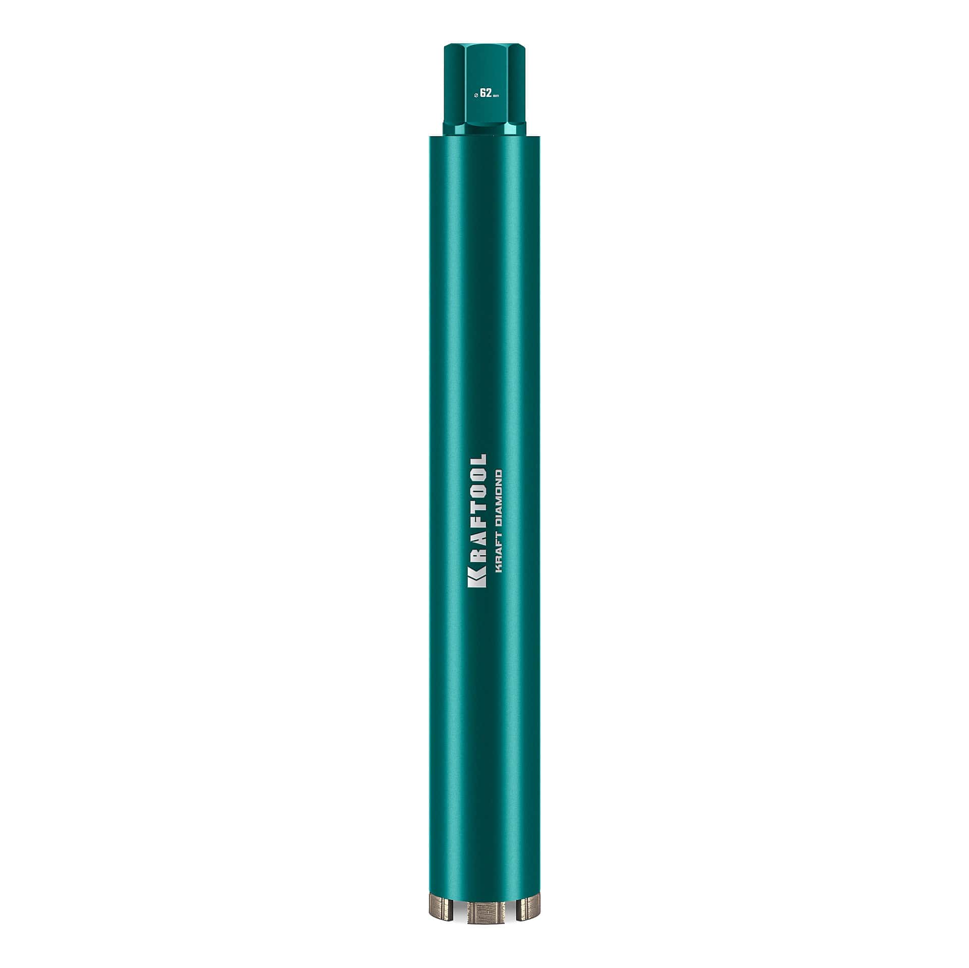 KRAFTOOL DIAMOND 62 мм (450 мм, 1 1/4″, лазерная сварка, сухое сверление с микроударом), алмазная коронка по железобетону (29825-062)