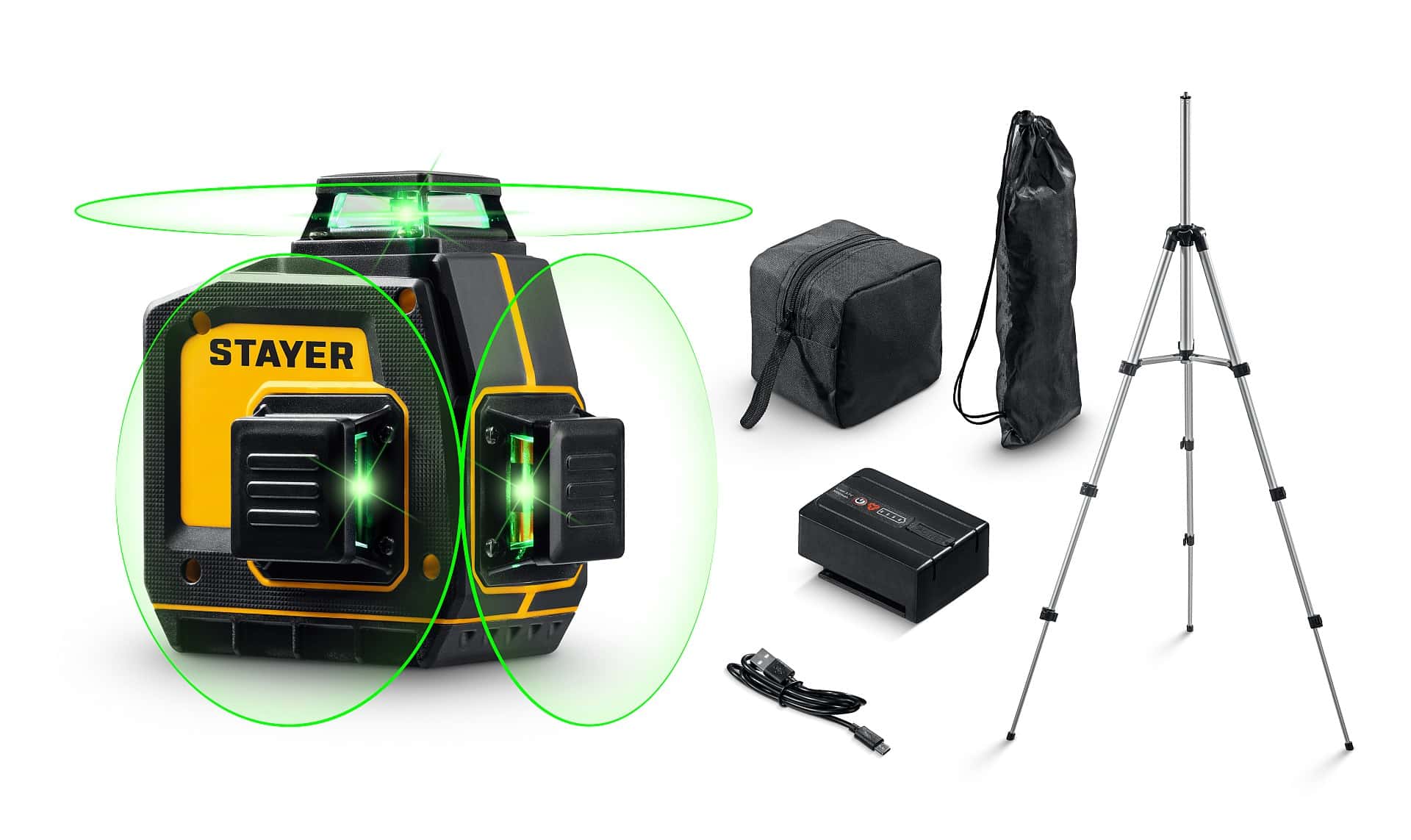 STAYER SL-3D #3, 50м, точн. +/-0,5 мм/м, зеленый лазерный нивелир, штатив (34963-3)