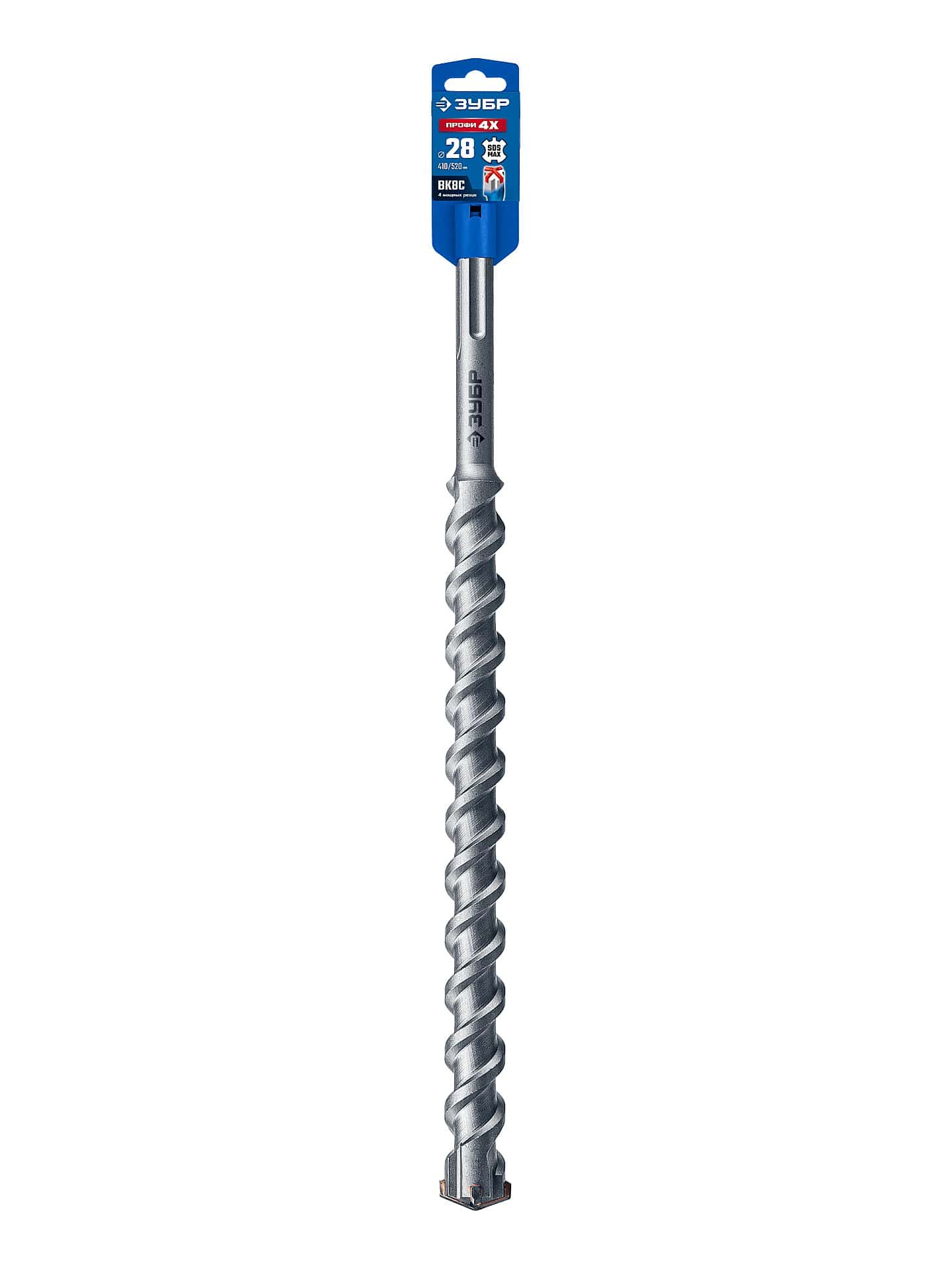 ЗУБР ПРОФИ-4Х 28x410/520 мм, SDS-max бур, ПРОФЕССИОНАЛ (29350-410-28)
