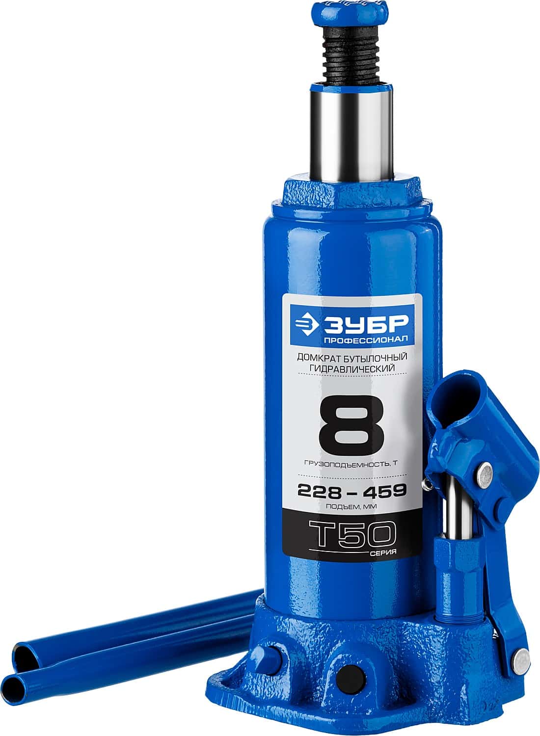 ЗУБР Т-50 8 т, 228 - 459 мм, бутылочный гидравлический домкрат, Профессионал (43060-8)