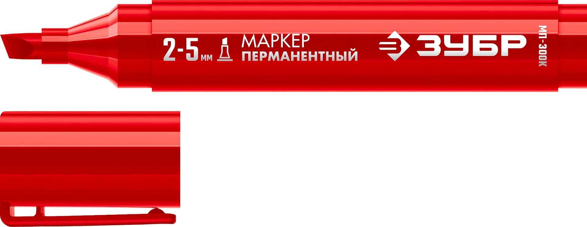 ЗУБР МП-300К красный, 2-5 мм, клиновидный перманентный маркер (06323-3)