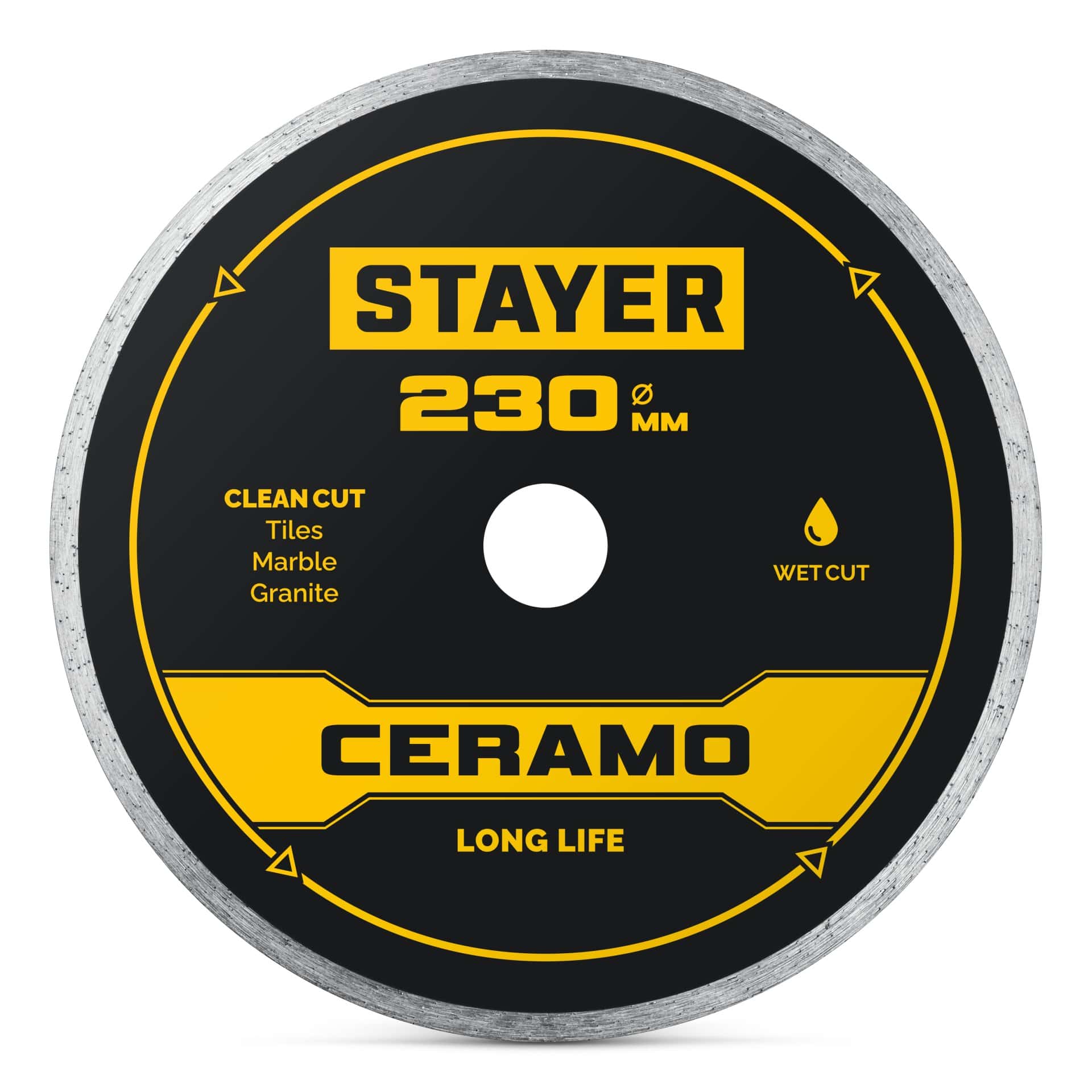 STAYER CERAMO 230 мм (22.2/25.4 х 5 х 2.2 мм), сплошной алмазный диск (3664-230)