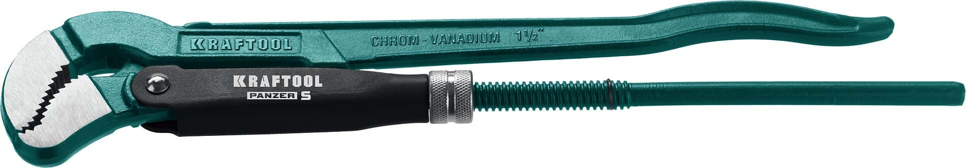 KRAFTOOL PANZER-S, №2, 1.5″, 440 мм, трубный ключ с изогнутыми губками (2733-15)