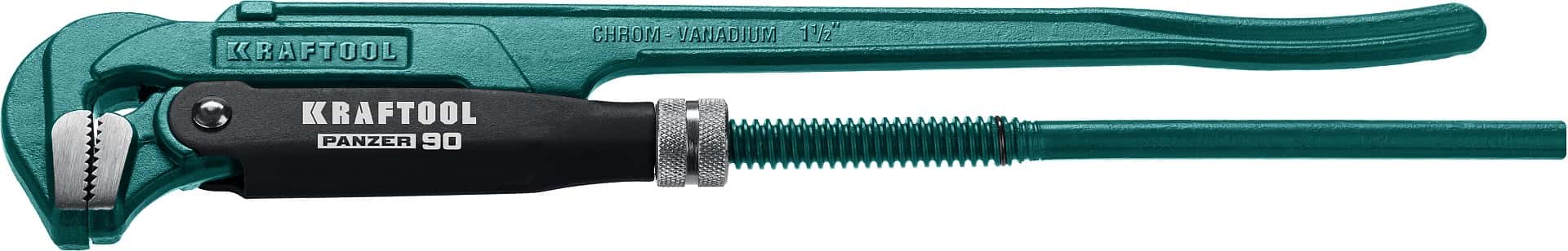 KRAFTOOL PANZER-90, №2, 1.5″, 440 мм, трубный ключ с прямыми губками (2734-15)