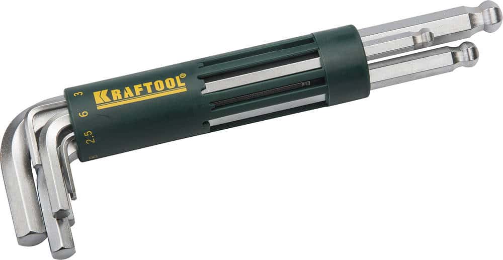 KRAFTOOL HEX-Ball, 8 шт, набор длинных шестигранных ключей с шаром (27431-2)