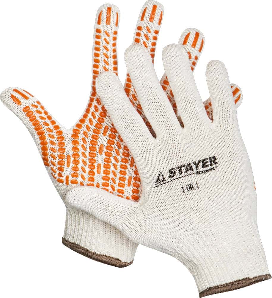 STAYER TRACK, L-XL, х/б перчатки с мягким покрытием ″протектор″ из ПВХ-геля, увеличенная площадь покрытия, противоскользящие (11401-XL)