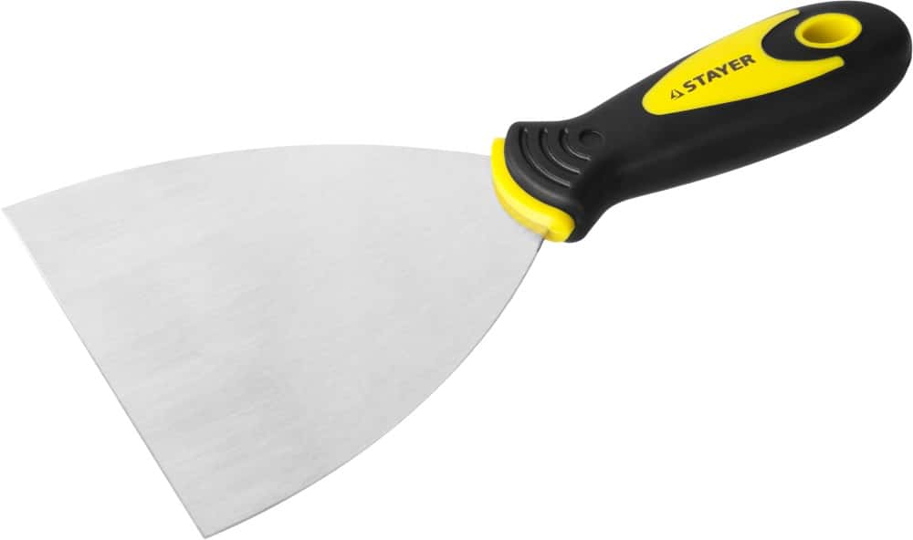 STAYER HERCULES 120 мм, L-образное профилированное полотно, двухкомпонентная ручка, нержавеющий шпатель (10041-12)