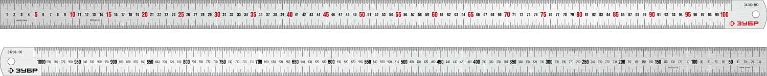 ЗУБР Про-100, длина 1.0 м, усиленная нержавеющая линейка, Профессионал (34280-100)