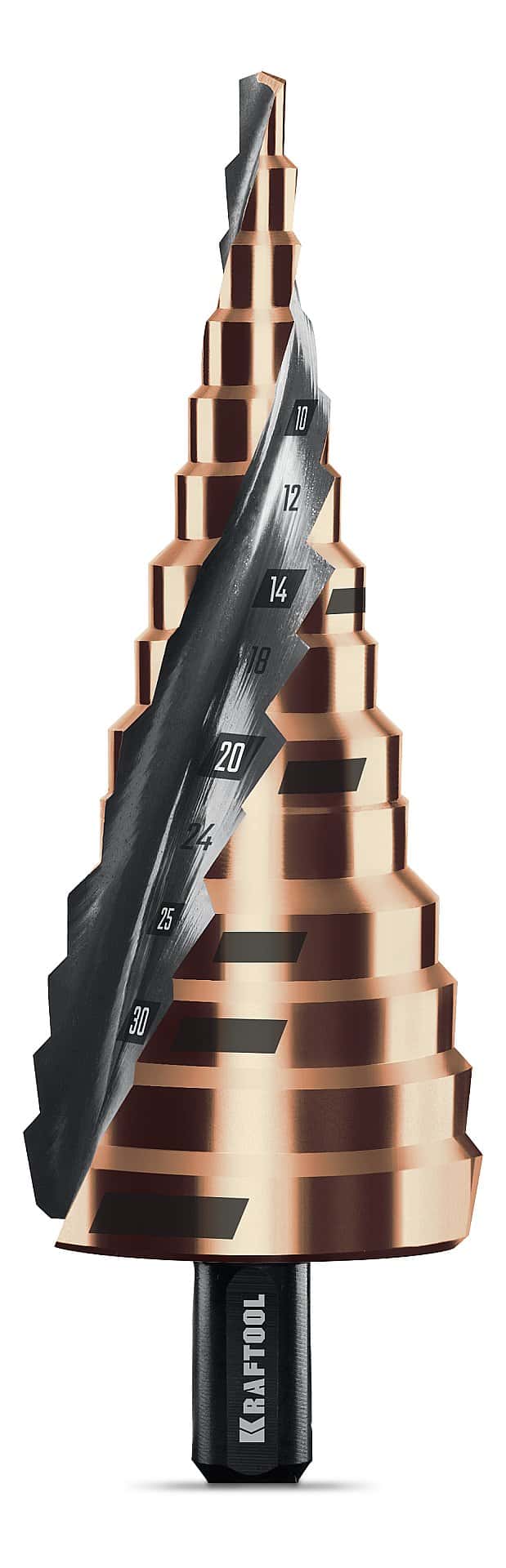 KRAFTOOL COBALT 4-39мм, 14 ступеней, азотирование, винтовая спираль, сверло ступенчатое(29691-4-39-14)