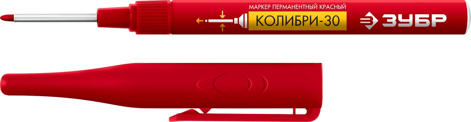 ЗУБР Колибри-30 красный, наконечник L 30 мм, d 3.0 мм, перманентный маркер для отверстий (06338-3)