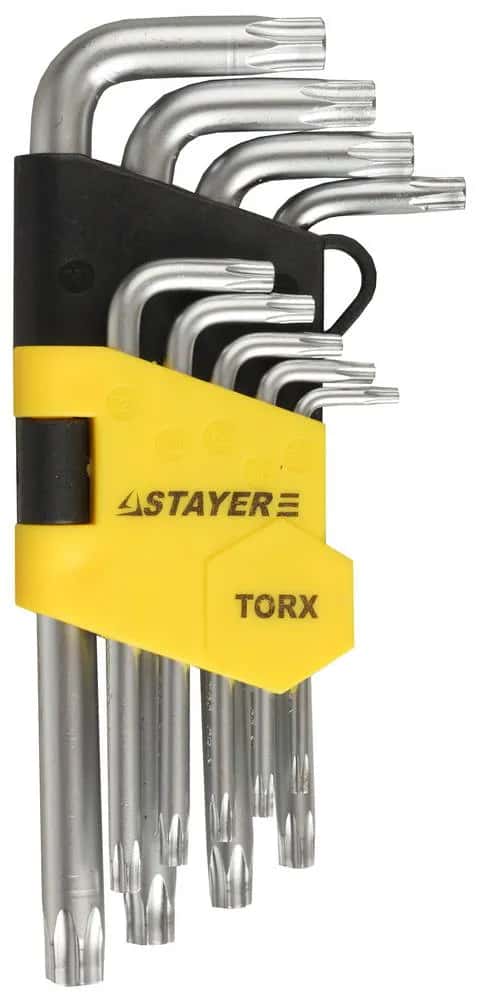 STAYER HERCULES TORX, 9 шт, набор коротких ключей TORX (2743-H9)