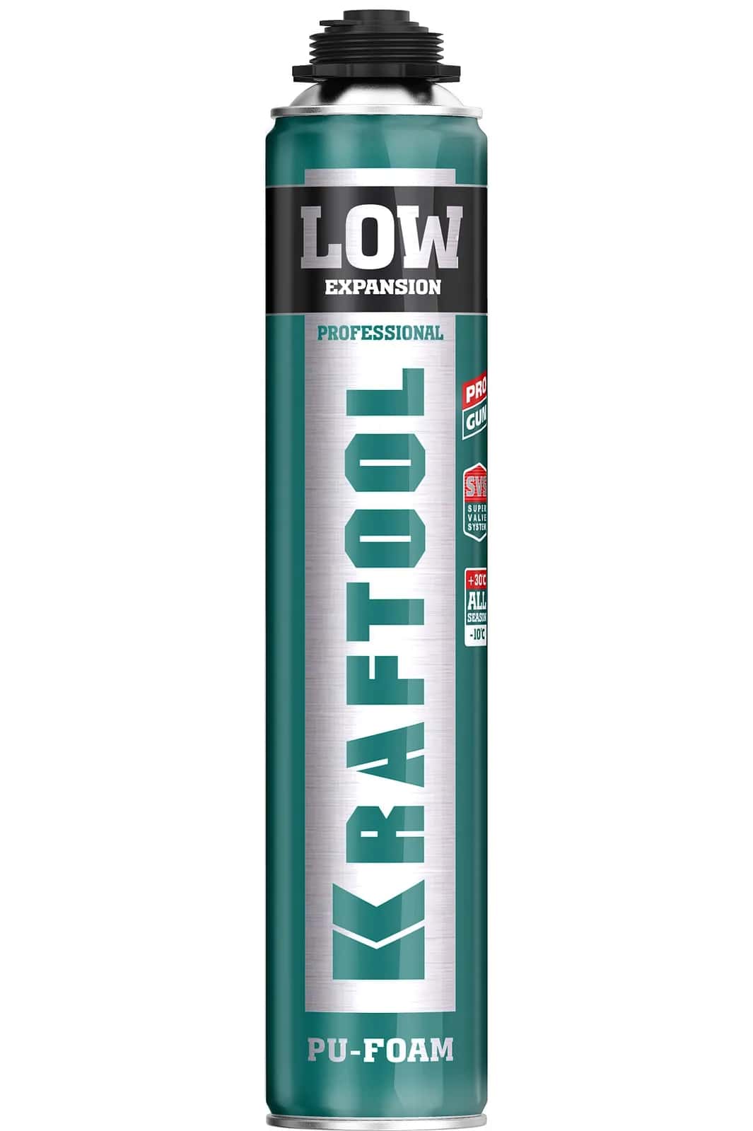 KRAFTOOL LOW EXPANSION, выход до 50 л, 800 мл, SVS, не залипающий клапан, пистолетная, всесезонная, монтажная пена (41181)