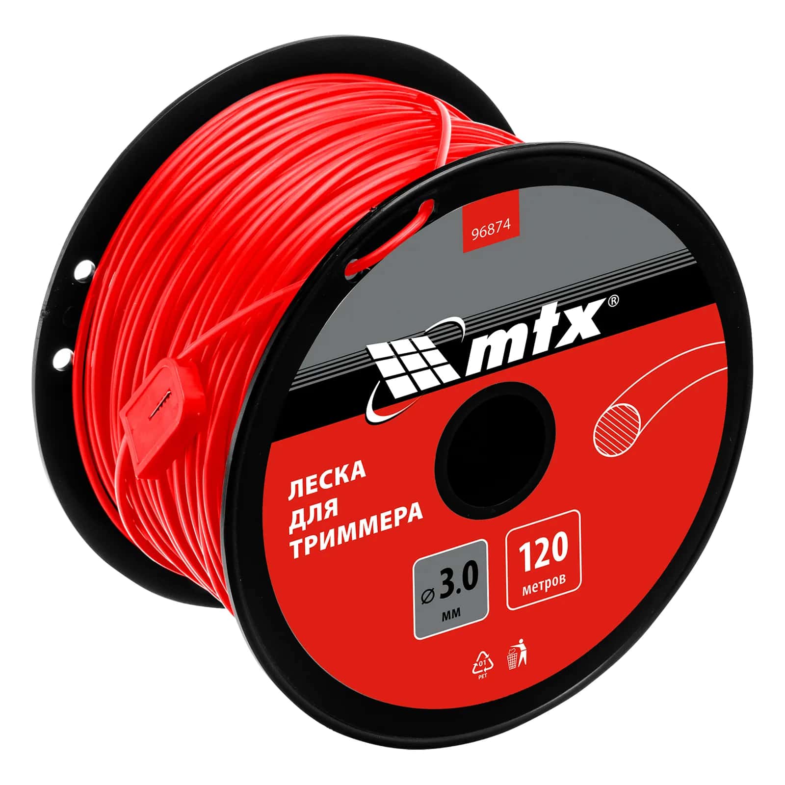 Леска для триммера круглая 3,0 мм х 120 м, на катушке MTX