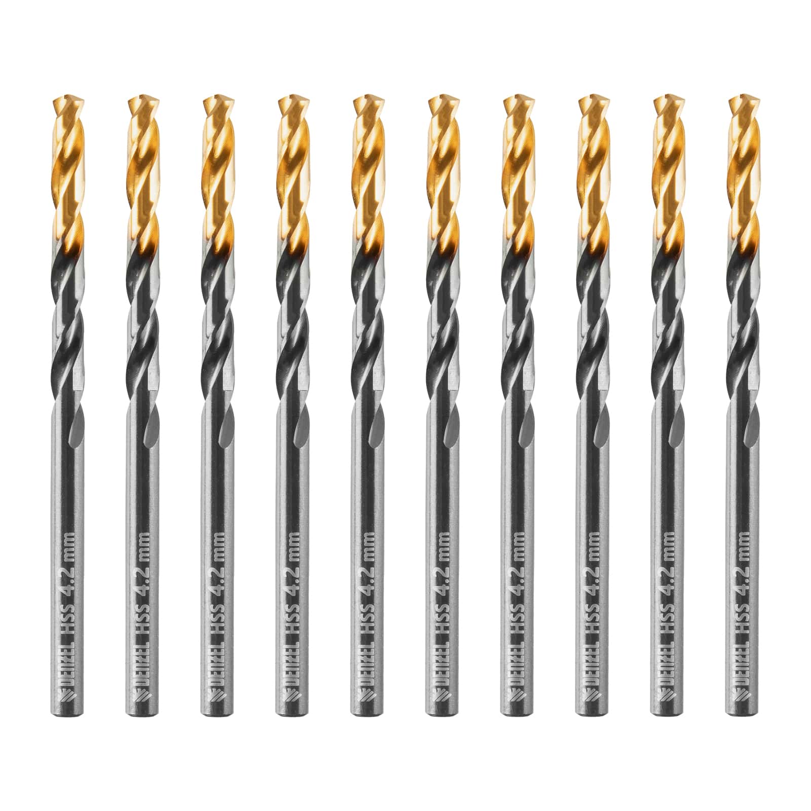 Сверло по металлу, 4,2 мм, HSS-Tin, Golden Tip, 10 шт. Denzel