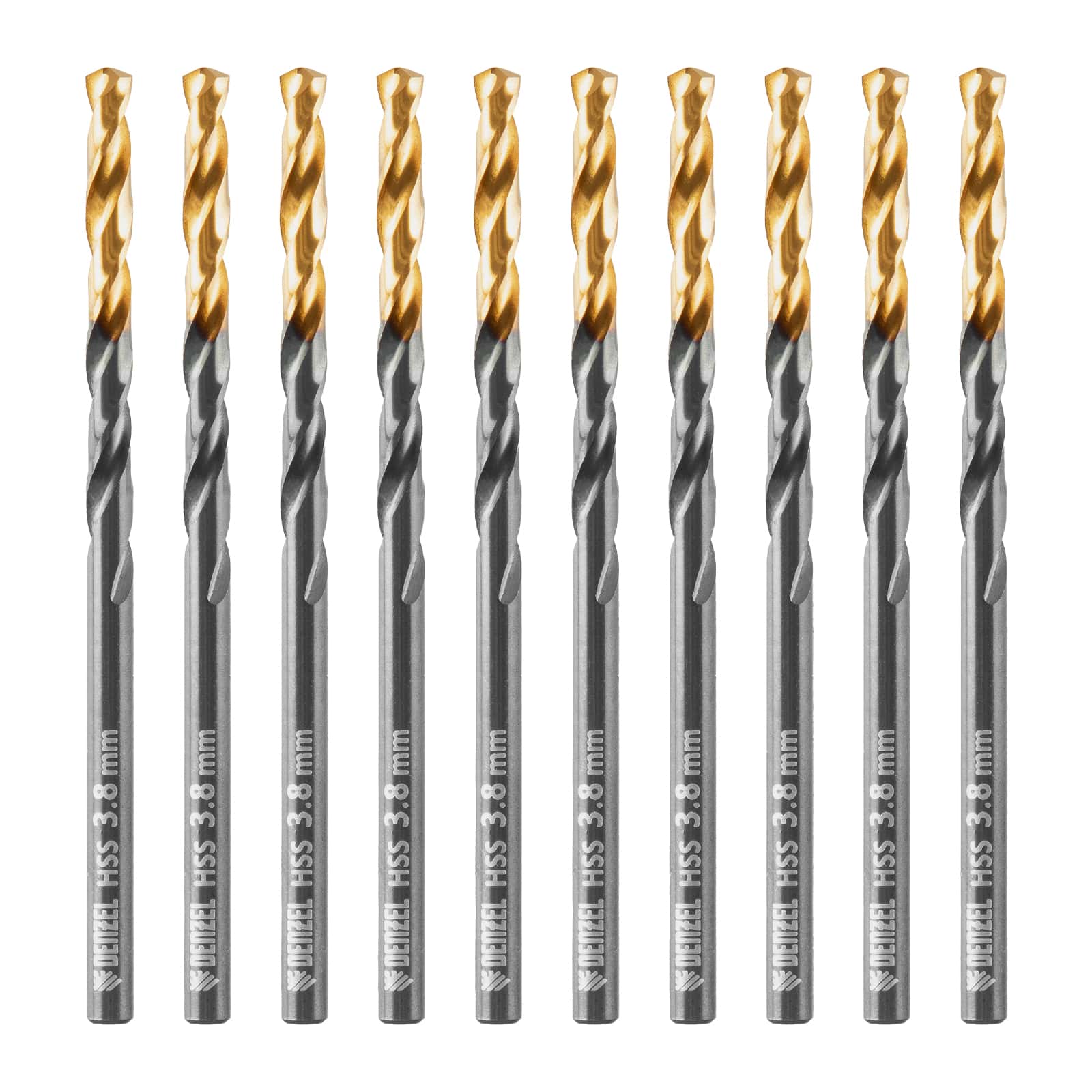 Сверло по металлу, 3,8 мм, HSS-Tin, Golden Tip, 10 шт. Denzel